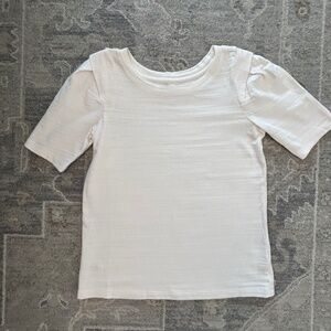 Heavier weight dressier T shirt with puff sleeve